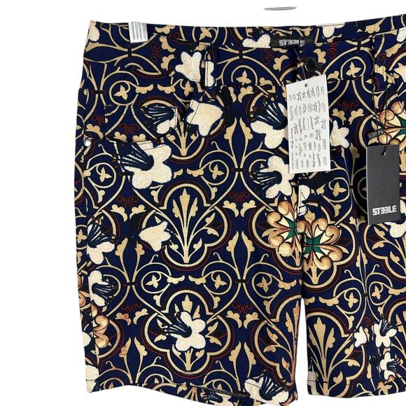 Steele Men's 5" Inseam Khaki Mosaic Printed Fitted Shorts 31 NWT - Picture 5 of 8